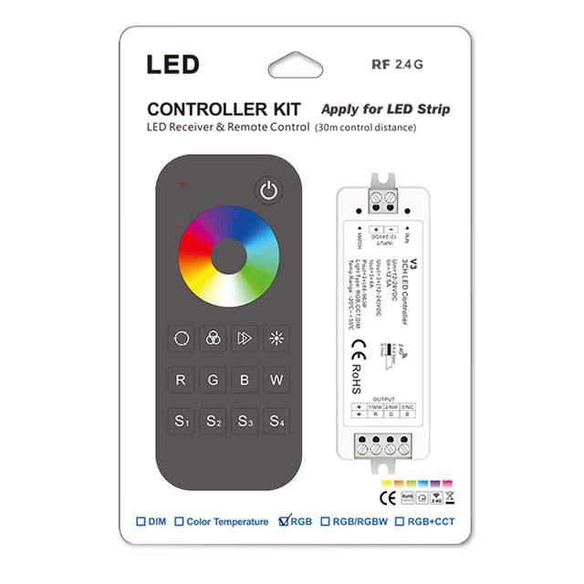 4A*3CH RGB LED Strip Controller Kit RT4+V3, RF Remote Control LED Lights