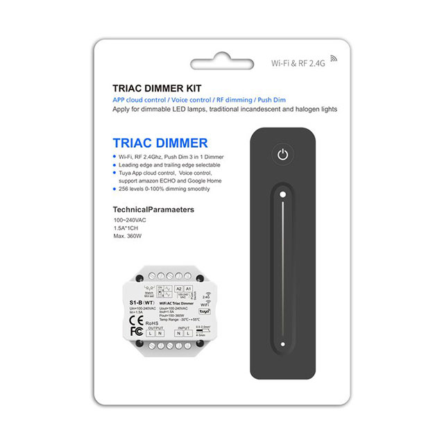 WiFi Tuya App & RF Push AC Triac Dimmer Set S1-B(WT)+R11