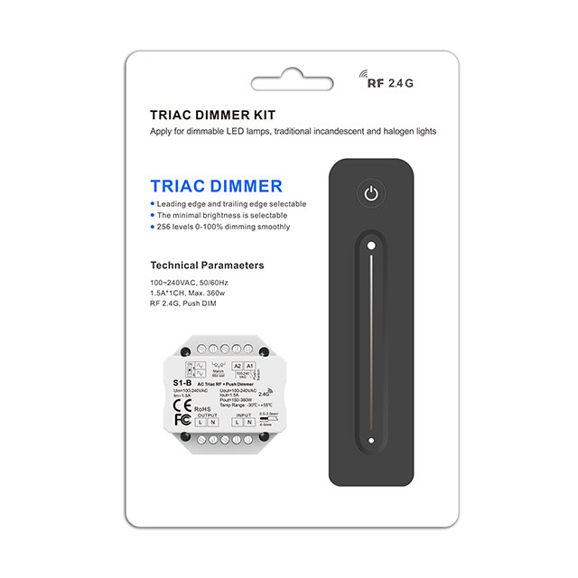 RF AC Triac Dimming Set S1-B+R11, Wall Mounted Dimmer + RF Remote RF AC Triac Dimming Set S1-B+R11, Wall Mounted Dimmer + RF Remote