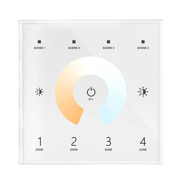 Touch Panel 4 Zone Dual Color DMX512 Master RF Remote T12 For adhesive led light strips Touch Panel 4 Zone Dual Color DMX512 Master RF Remote T12 For adhesive led light strips