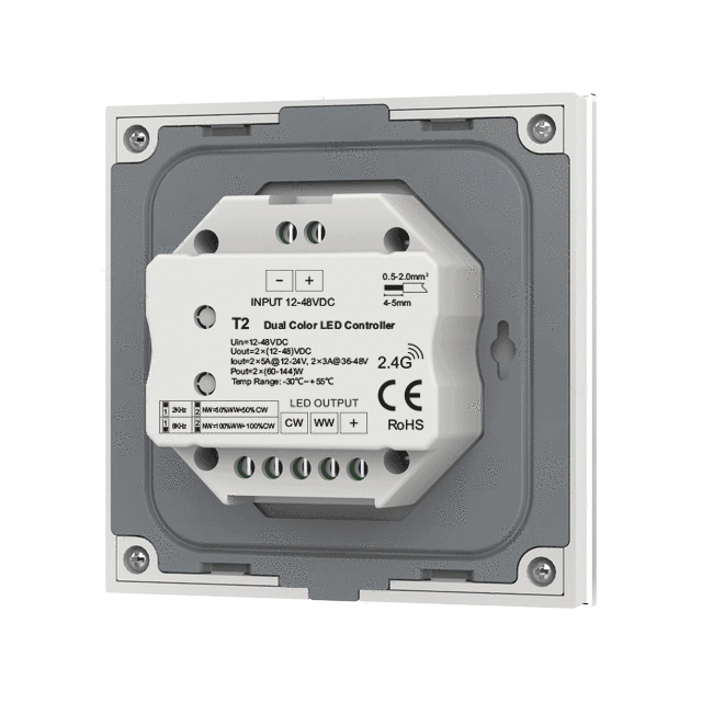 Zweifarbiger LED-Konstantspannungsregler mit Touchpanel T2 Zweifarbiger LED-Konstantspannungsregler mit Touchpanel T2