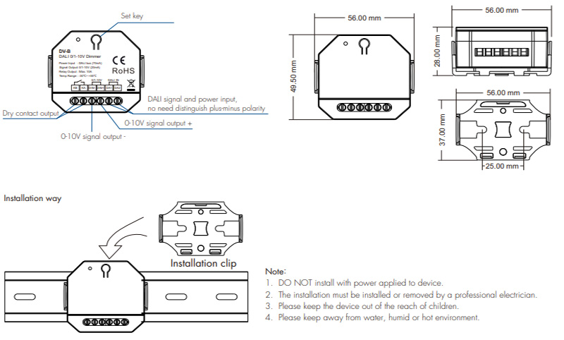 DT5 DALI 0 to 10 V LED Dimmer Din Rail DV-B Structures