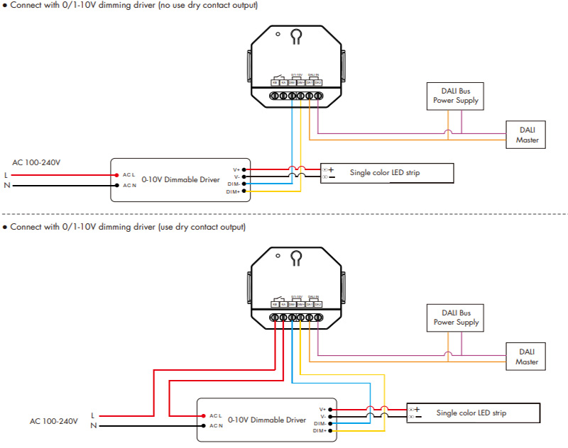 DT5 DALI 0 to 10 V LED Dimmer Din Rail DV-B Wiring Diagram