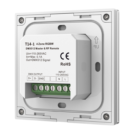 Touch Panel 4 Zone RGBW DMX512 Master RF Remote T14-1 For adhesive led light strips Touch Panel 4 Zone RGBW DMX512 Master RF Remote T14-1 For adhesive led light strips