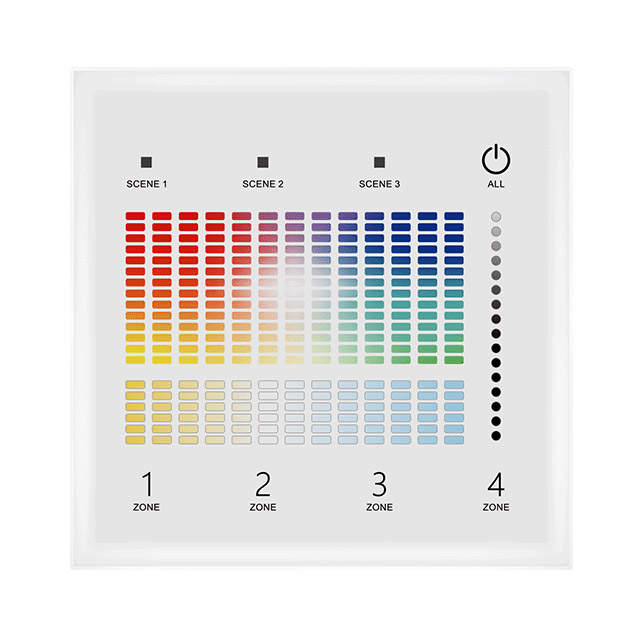 TD5-4S 4 Zone RF DALI RGB+CCT Master Wall Mounted Touch Panel Controller