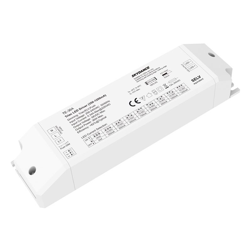36W 350-1200mA Víceproudový spínačDim Triac Stmívatelný LED ovladač TE-36A