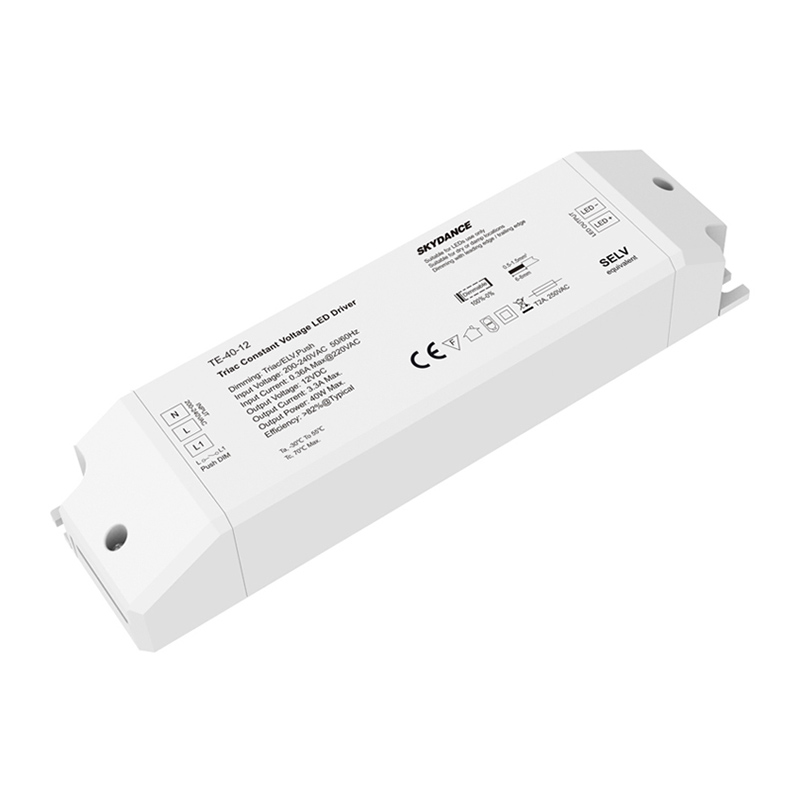 220V Input Voltage 40W 12VDC CV Triac Dimmable LED Driver TE-40-12