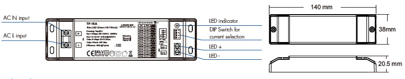 TF-15A 15W triakové stmívací LED struktury ovladače