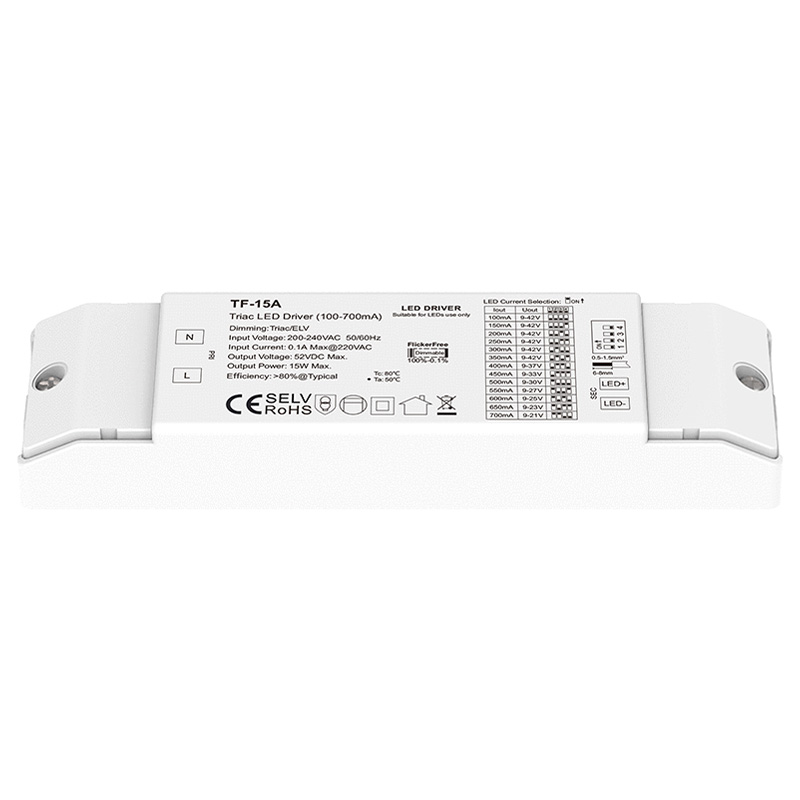 TF-15A 15W Triakový stmívací LED ovladač konstantního proudu TF-15A 15W Triakový stmívací LED ovladač konstantního proudu