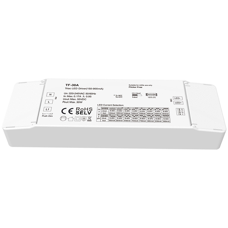 Ovladač triakového stmívače TF-30A 30W 150-900mA pro LED světla Ovladač triakového stmívače TF-30A 30W 150-900mA pro LED světla