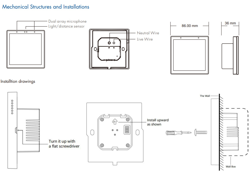 Ovládací panel TWZS1 WiFi Zigbee Smart Home