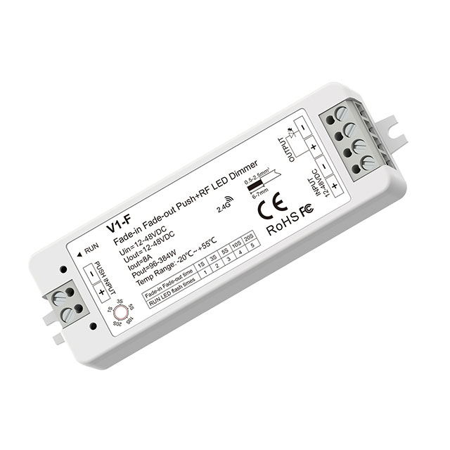 1CH*8A 12-48VDC Fade-in Fade-out Push Dim + RF LED Dimmer V1-F