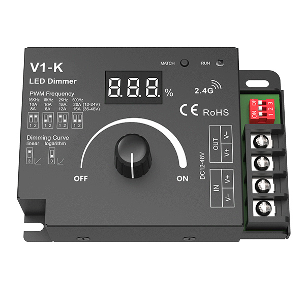 DC12-24V 20A 1CH*20A 12-24VDC CV 2,000Hz Dimming Controller V1-K For Quad Row LED Strips DC12-24V 20A 1CH*20A 12-24VDC CV 2,000Hz Dimming Controller V1-K For Quad Row LED Strips