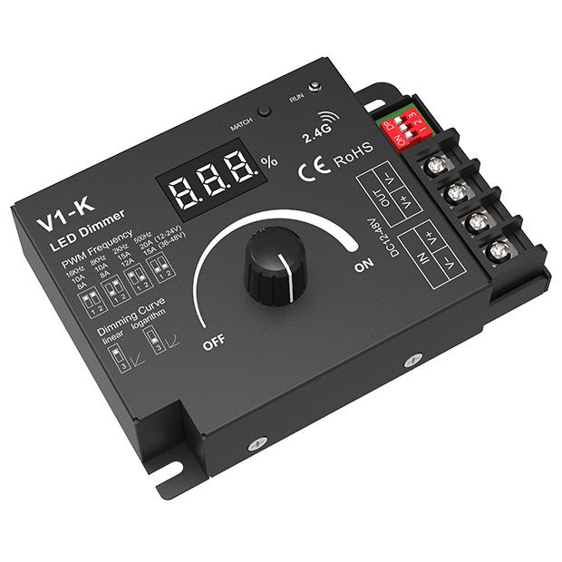 DC12-24V 20A 1CH*20A 12-24VDC CV 2,000Hz Dimming Controller V1-K For Quad Row LED Strips DC12-24V 20A 1CH*20A 12-24VDC CV 2,000Hz Dimming Controller V1-K For Quad Row LED Strips