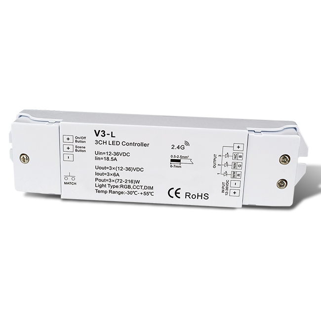 3CH 6A Constant Voltage RF 2.4G RGB controller CCT Receiver V3-L For make an led strip light 3CH 6A Constant Voltage RF 2.4G RGB controller CCT Receiver V3-L For make an led strip light