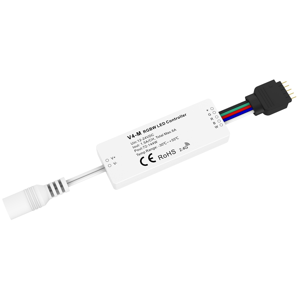 V4-M 4CH*1.5A DC12-24V RGBW LED Mini RF ovladač V4-M 4CH*1.5A DC12-24V RGBW LED Mini RF ovladač