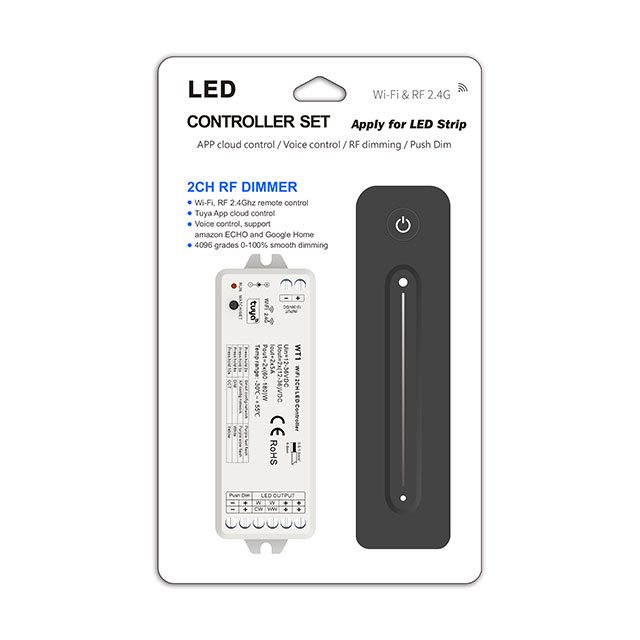 12-36VDC 2CH*5A WiFi Tuya APP & RF Remote LED Dimmer Set WT1+R11 12-36VDC 2CH*5A WiFi Tuya APP & RF Remote LED Dimmer Set WT1+R11