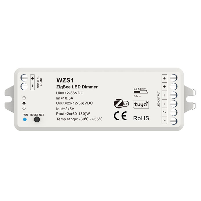 12-36VDC 2CH*5A Zigbee Single Color LED Dimmer Controller WZS1