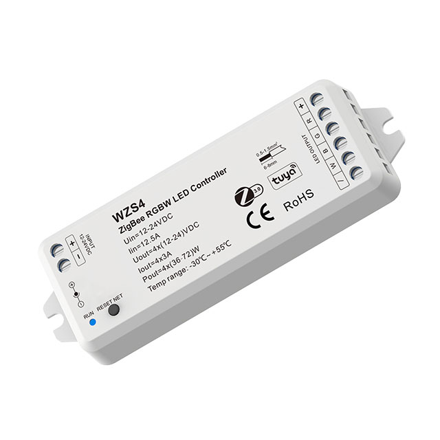 12-24VDC 4CH*3A Tuya Zigbee RGBW LED Controller WZS4, Support Voice Control