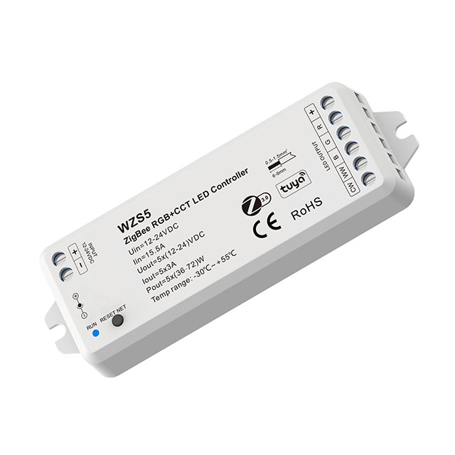 12-24VDC 5CH*3A Tuya Zigbee RGB+CCT LED-Controller WZS5