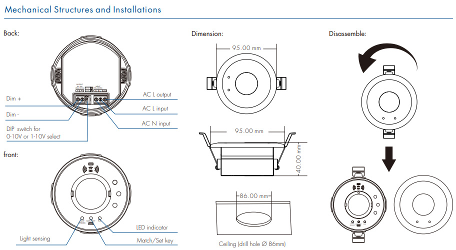 EH-M(WZ) Tuya Zigbee 0-10V 1-10V AC Microwave Motion Detector