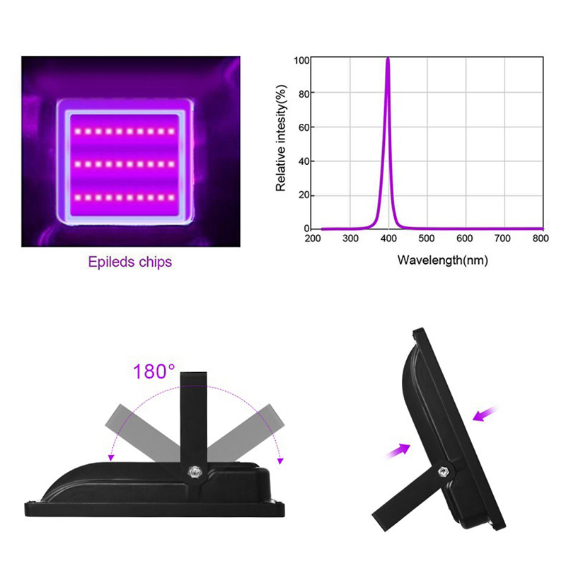 30W UV LED Flood Light, IP66 Rated,with UL Plug for Dance Party