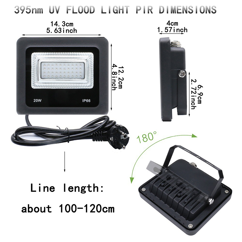 AC85-265V 10W/20W/30W/50W/100W UV Shadowless Adhesive Curing Waterproof IP66 LED Floodlight