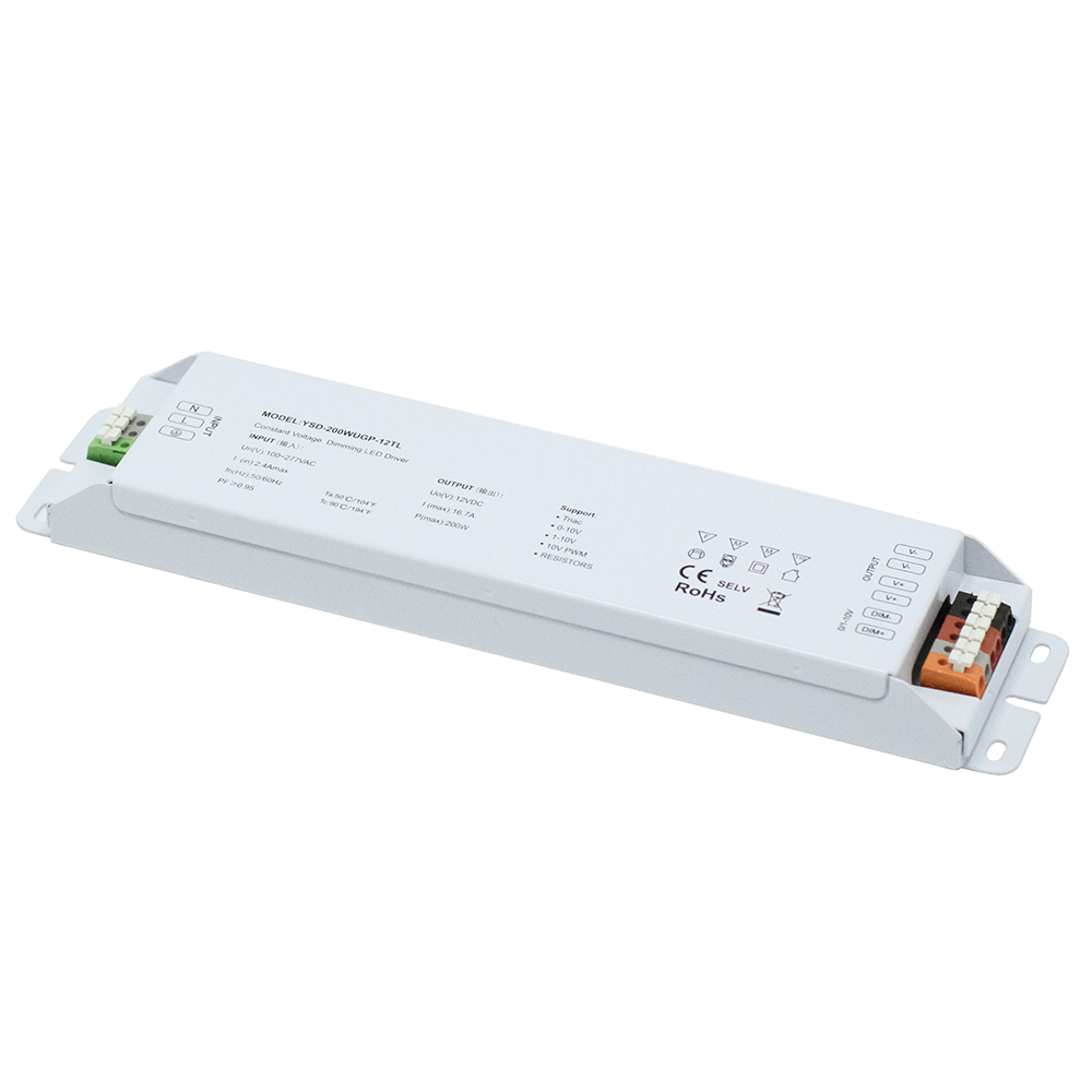 DC12V 200W TRIAC 0/1-10V PWM Dimmable 5 in 1 Dimming LED Intelligent Driver (CV PF>0.95)