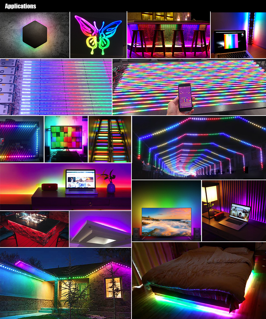 digital rgb addressable led strip applications