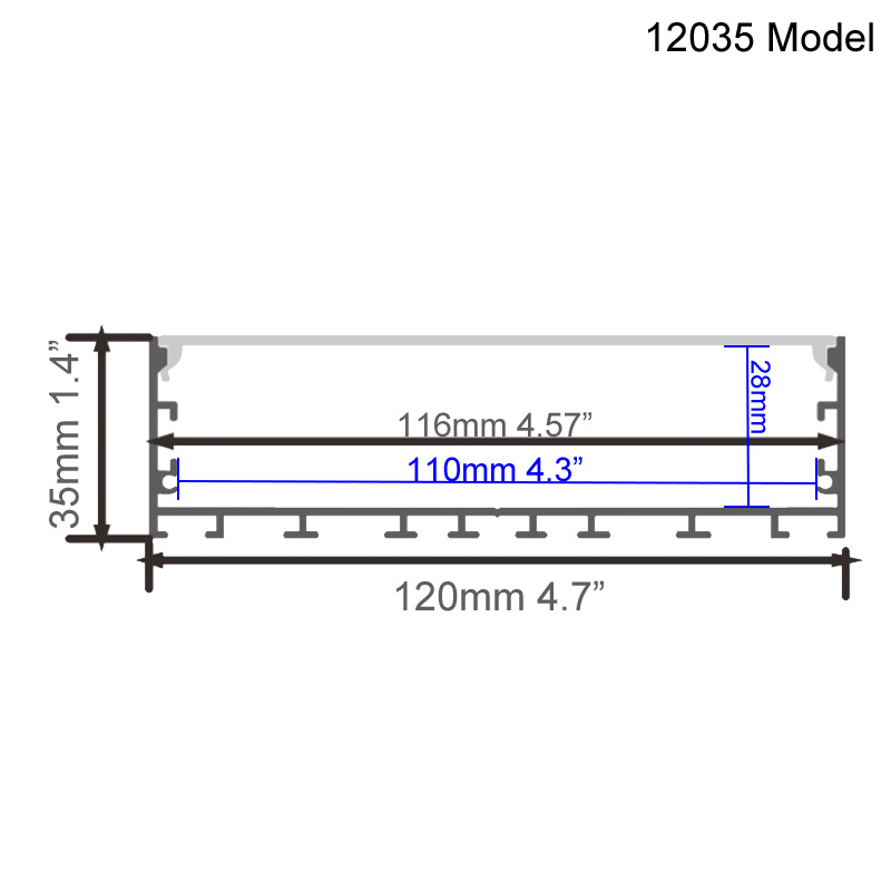 120x35mm Super Wide Thin Aluminum Channel For LED Tape Light 120x35mm Super Wide Thin Aluminum Channel For LED Tape Light
