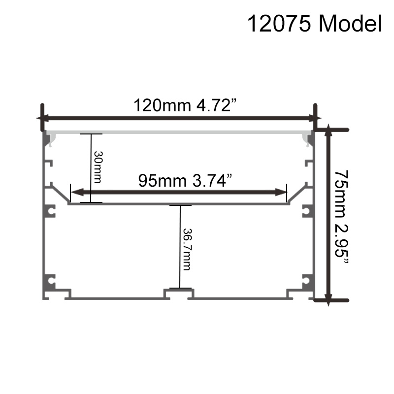 120x75mm Bilayer Extra Wide Pendant Light LED Tape Profile Suspended 120x75mm Bilayer Extra Wide Pendant Light LED Tape Profile Suspended