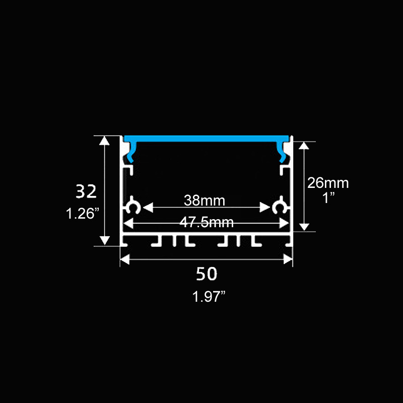 2 in 50x32mm Flat LED Pendant Light Strip Aluminum Channel 2 in 50x32mm Flat LED Pendant Light Strip Aluminum Channel