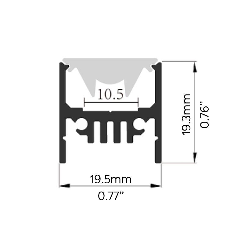 30-Grad-LED-Streifenlicht Aluminium-H-Kanal für 10-mm-Leiterplatte