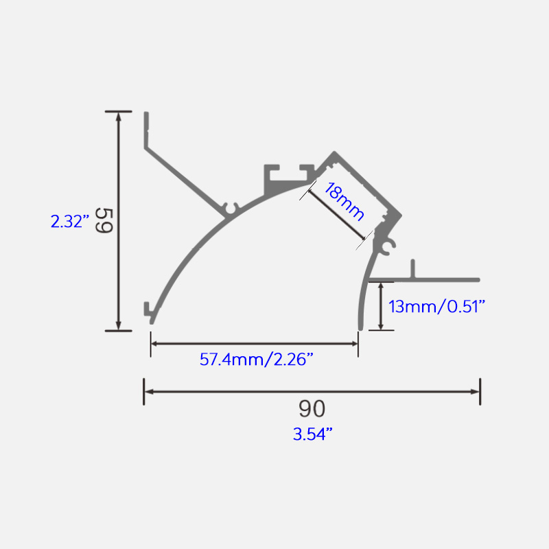 45 Grad LED-Bucht-Kronen-Formteil verschobenes Gipskarton-Decken-Rand-Ordnungs-weißes Aluminiumprofil 45 Grad LED-Bucht-Kronen-Formteil verschobenes Gipskarton-Decken-Rand-Ordnungs-weißes Aluminiumprofil