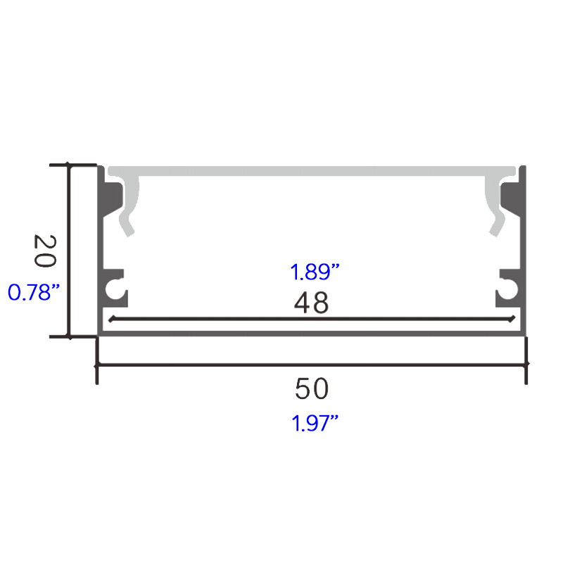 50x20mm 2 inch Wide Commercial LED Strip Lights Aluminum U Channel 50x20mm 2 inch Wide Commercial LED Strip Lights Aluminum U Channel