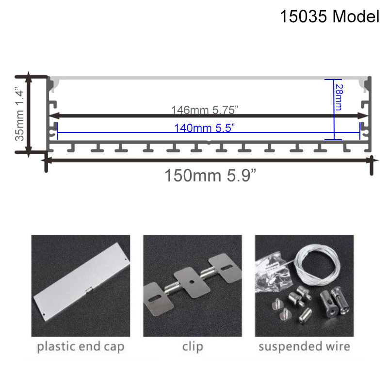 150x35mm 6In Ultra Wide Slim Aluminum LED Strip Light Mounting Channel 150x35mm 6In Ultra Wide Slim Aluminum LED Strip Light Mounting Channel