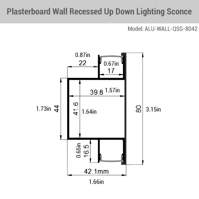 Plasterboard Wall Recessed Up Down Lighting Sconce 3-Inch Large Plasterboard Wall Recessed Up Down Lighting Sconce 3-Inch Large