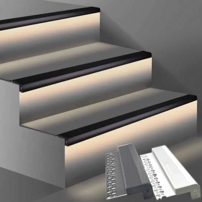 Protiskluzový 12mm LED osvětlený schodový okraj schodišťové dlaždice Protiskluzový 12mm LED osvětlený schodový okraj schodišťové dlaždice