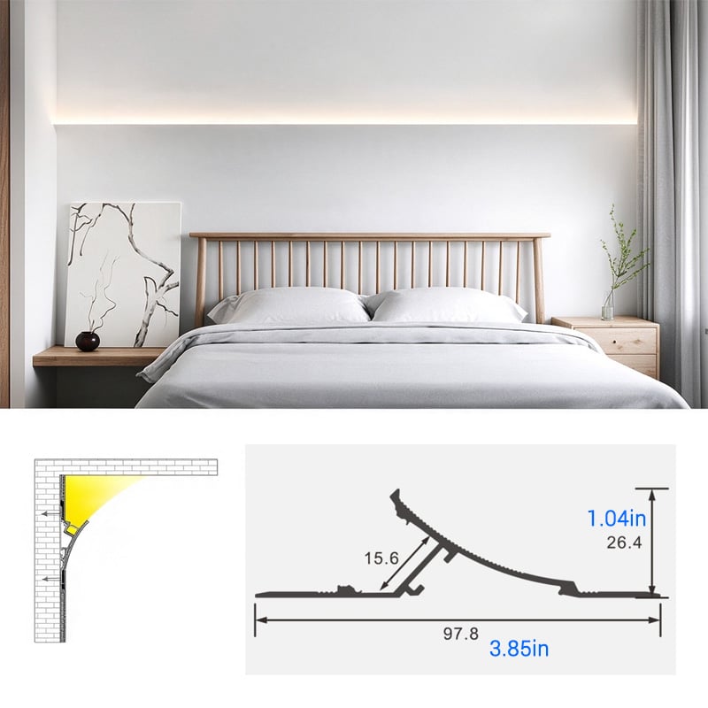 Subtle Architectural Crown Molding White Aluminium Profile For 15mm Strip Light Subtle Architectural Crown Molding White Aluminium Profile For 15mm Strip Light