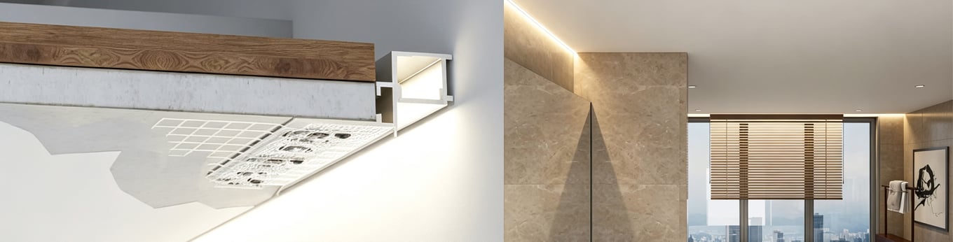 Ceiling Wall Edge Downward LED Channel Cove Lighting