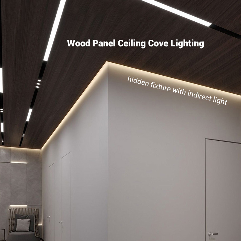 Concealed LED Wall Border Wood Panel Ceiling Linear Cove Lighting Profile Concealed LED Wall Border Wood Panel Ceiling Linear Cove Lighting Profile