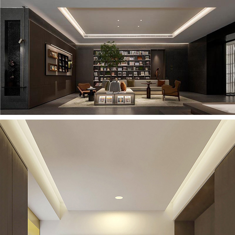 Indirekte LED-Streifenbeleuchtung für Zwischendecken, Einbauform, Innen 14 mm Indirekte LED-Streifenbeleuchtung für Zwischendecken, Einbauform, Innen 14 mm