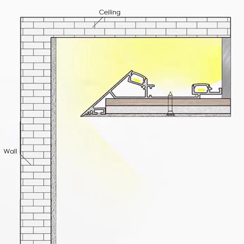 Velké dvojité osvětlení LED s nepřímým tvarováním výklenku pro sklopné stropy Velké dvojité osvětlení LED s nepřímým tvarováním výklenku pro sklopné stropy