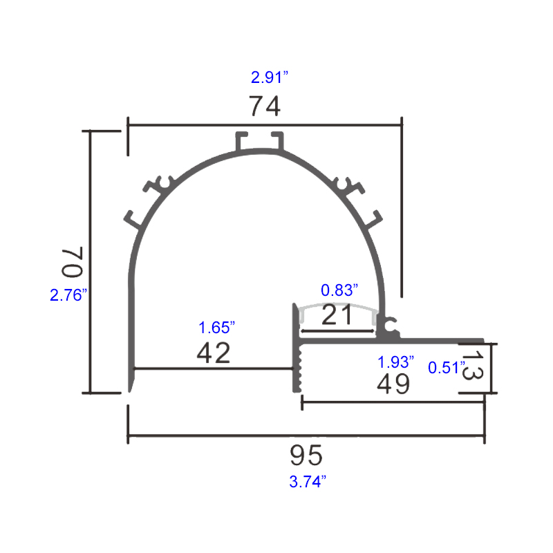 Blendfreies indirektes LED-Profil für die Deckenbeleuchtung an der Perimeterwand für 20 mm LED-Streifen Blendfreies indirektes LED-Profil für die Deckenbeleuchtung an der Perimeterwand für 20 mm LED-Streifen