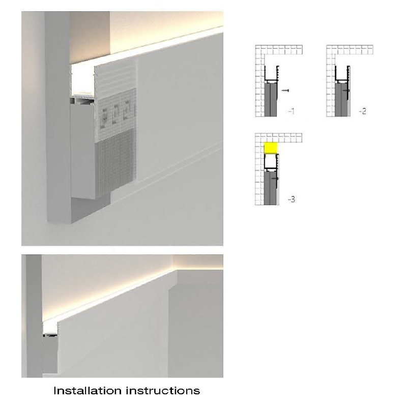Vysoký nebo střední nástěnný sádrokartonový nástěnný LED kanál pro osvětlení obývacího pokoje Vysoký nebo střední nástěnný sádrokartonový nástěnný LED kanál pro osvětlení obývacího pokoje