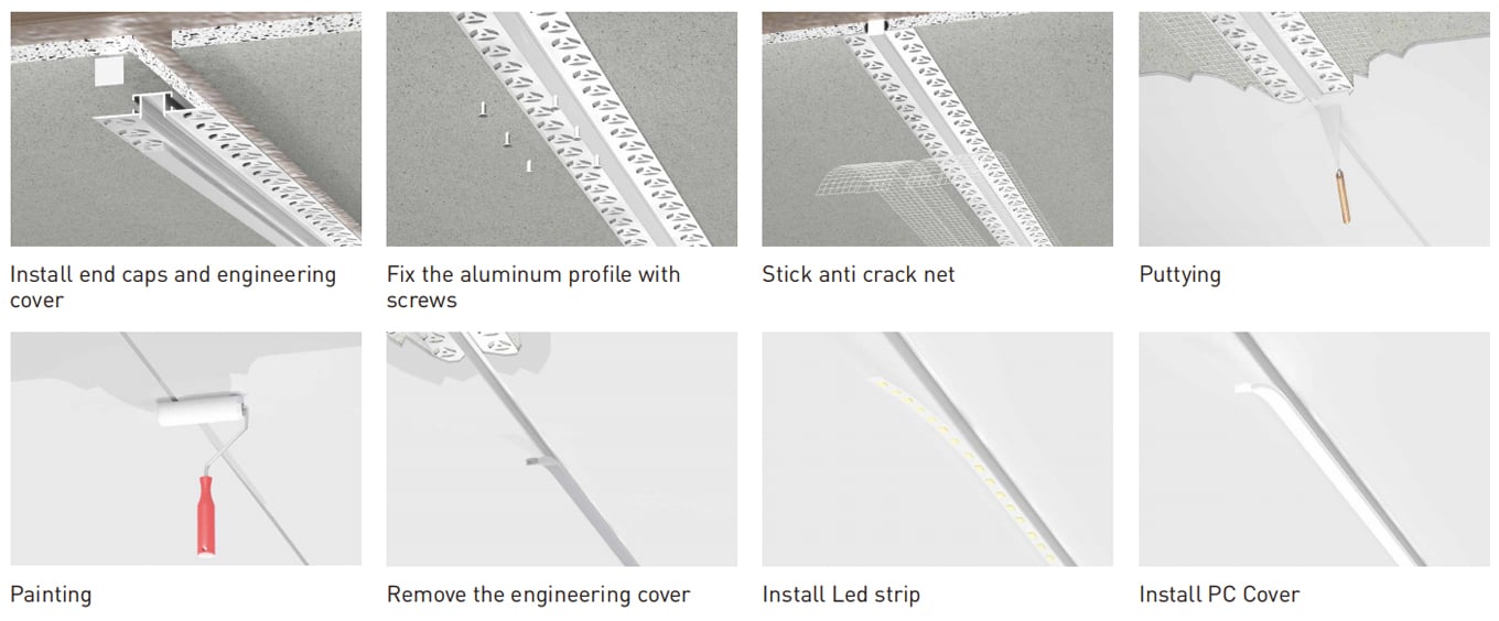 Plaster Seamless LED Channel Finish Installation Instruction