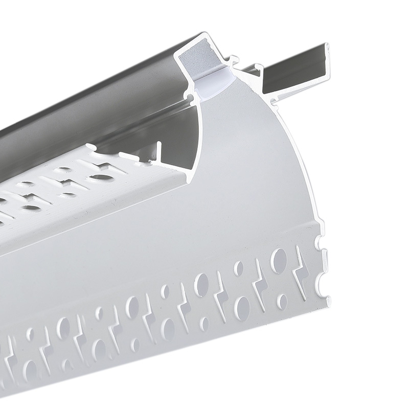 Verputzte Decke, detaillierte LED-Voutenleiste, schräge Beleuchtung, Wandfluter Verputzte Decke, detaillierte LED-Voutenleiste, schräge Beleuchtung, Wandfluter