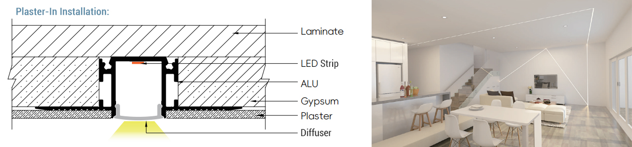 Plaster-In Drywall LED Strip Channel Install & Result