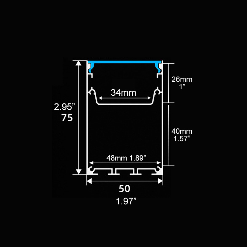 2-Inch Pendant Light Rectangular 50x75mm Hanging LED Strip Channel 2-Inch Pendant Light Rectangular 50x75mm Hanging LED Strip Channel