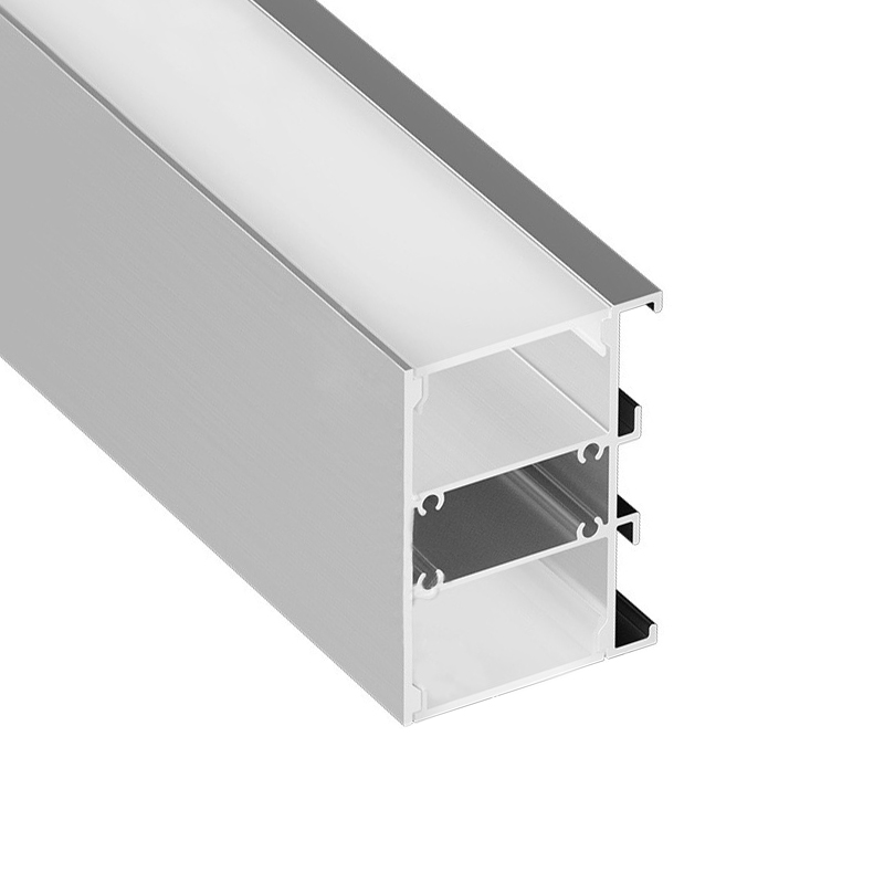 Stříbrné komerční nástěnné svítidlo nahoru a dolů pro LED pásek, přední výška 60 mm Stříbrné komerční nástěnné svítidlo nahoru a dolů pro LED pásek, přední výška 60 mm